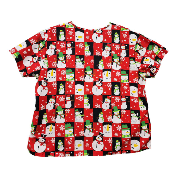 Divine Curves Medical Scrub Top SIZE 3X Short Sleeve Wintery Snowmen Soft Nurse - Picture 4 of 13